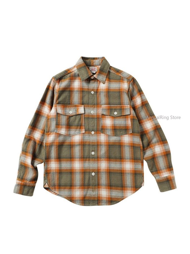 Flannel Shirt Lined - Men Amekaji Workwear Plaid Shirt Heavy