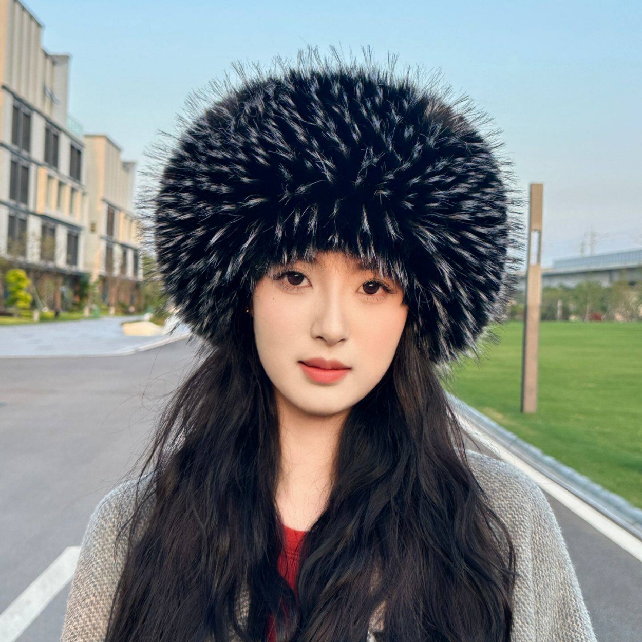 Soft Plush Faux Fox Fur Circle - Knit Beanie Hat Warm review and price